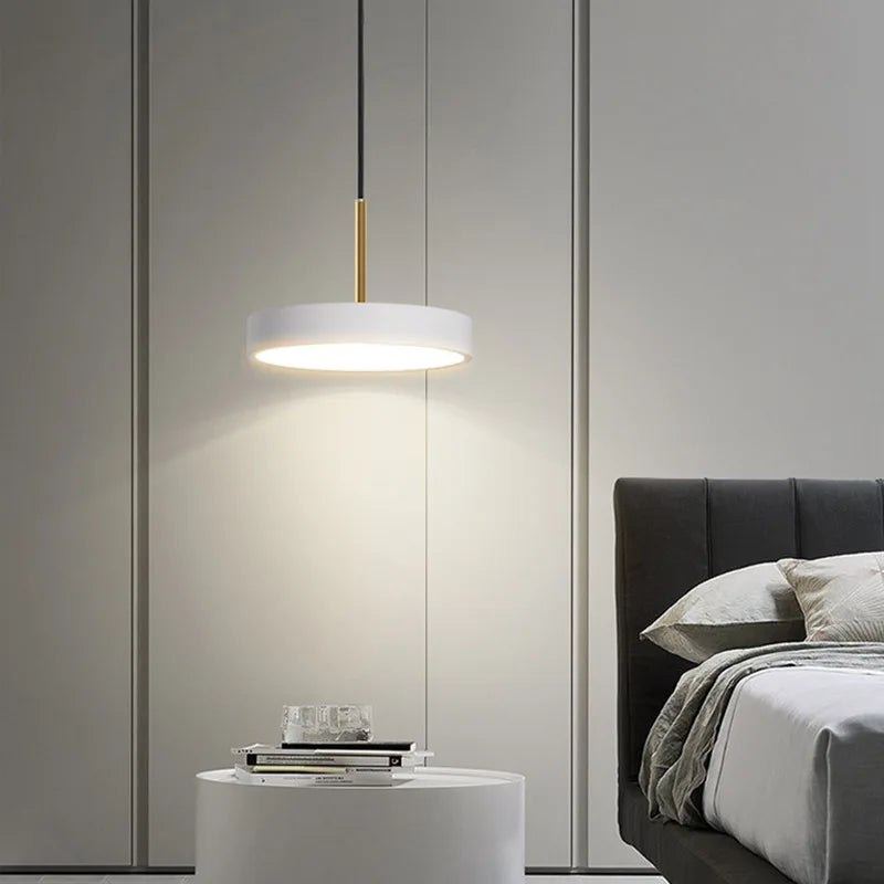 Modern LED pendant lamp – 23/30 cm disc pendant lamp for bedroom, living room, office entrance – dimmable LED ceiling lamp