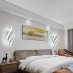 Modern LED Wall Lamp - Curved Spiral Design, Up & Down Wall Switch for Living Room, Bedroom, Kitchen and Bathroom, Black, Gold & White