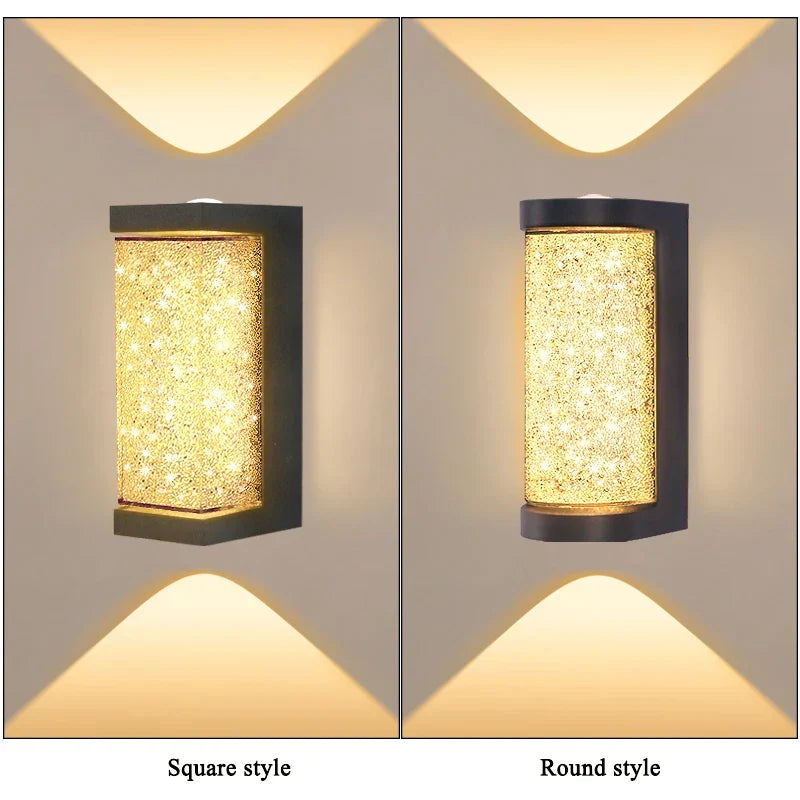 Modern waterproof LED outdoor wall lamp - Crystal wall lamp for garden, patio, and door lighting