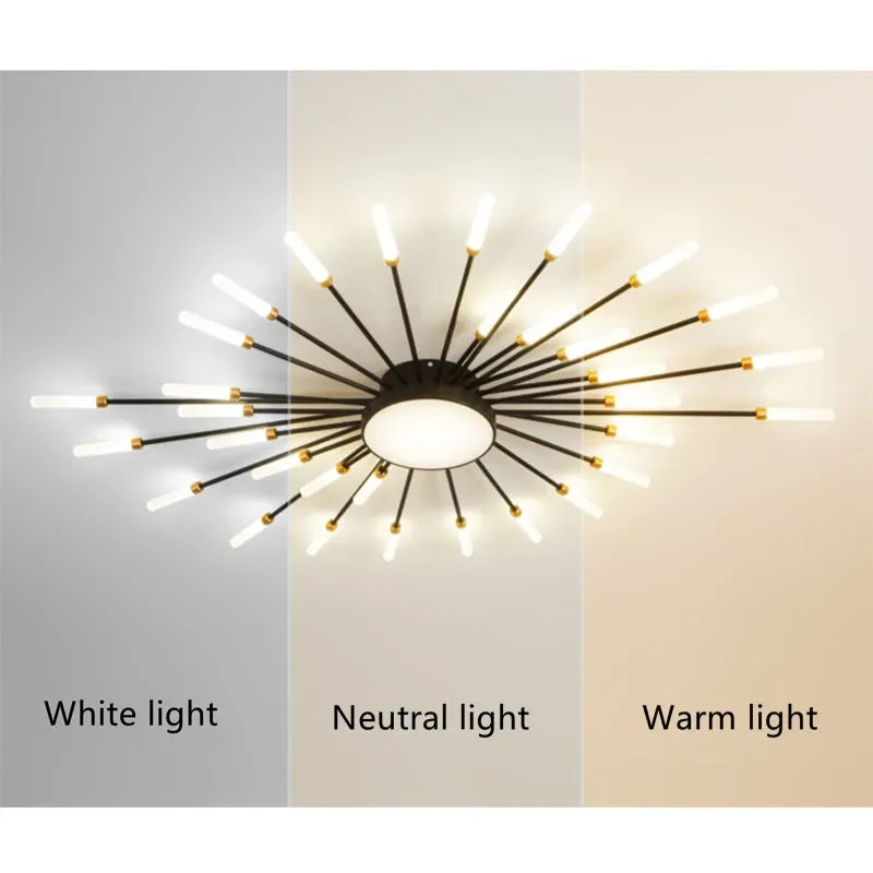 LED Nordic Fireworks Ceiling Chandelier - Modern interior lighting device