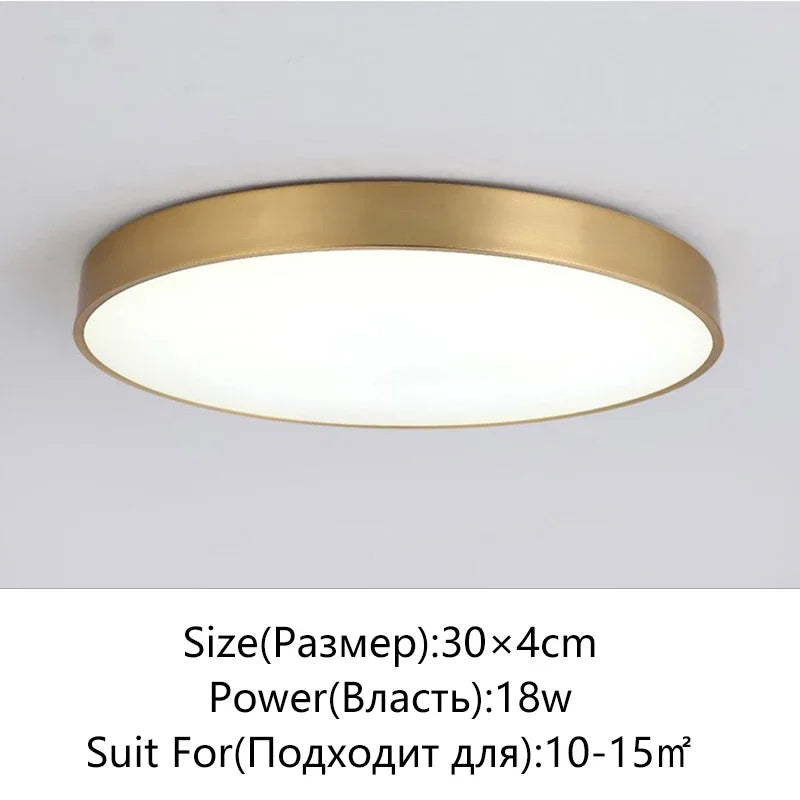 Modern LED Halogen Ceiling lamps - Simple golden round