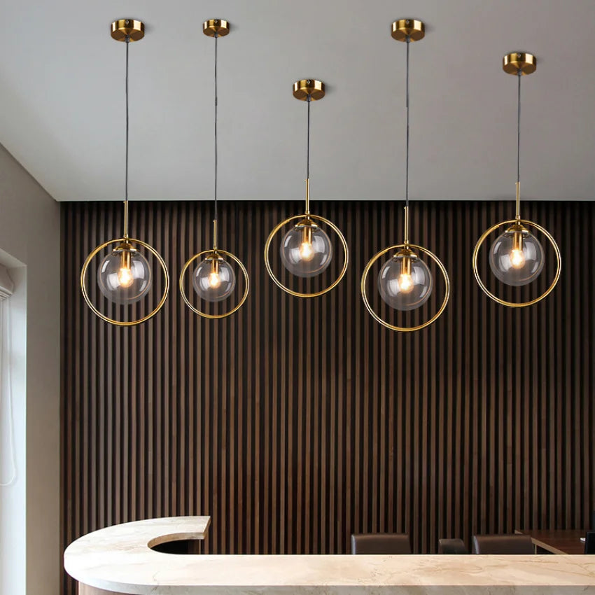 Modern glass pendant lamps for bedroom nightstand bathroom pendant lamps ceiling lamps hotel restaurant decoration ring