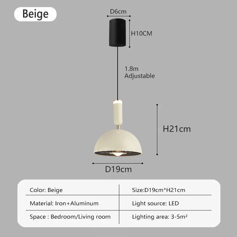 Nordic height-adjustable LED pendant lamp - Modern iron pendant lamp for bedroom, living room, study, and bar (adjustable height, warm light)