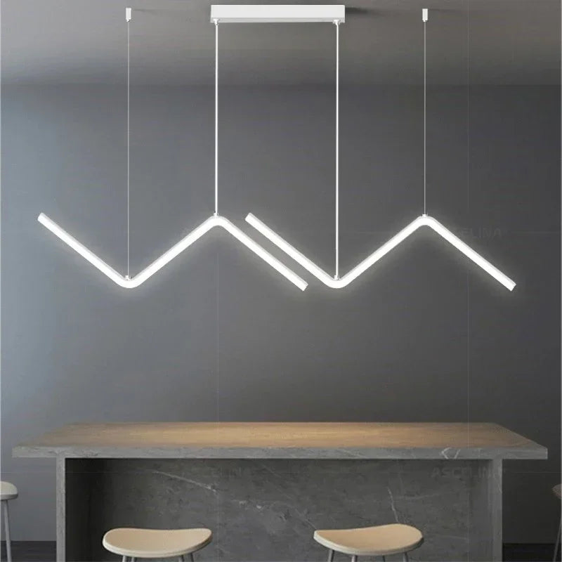 Modern LED Pendant Light – Nordic Golden Chandelier for Kitchen, Dining Room and Restaurant, Z-Shape Design with Remote Control