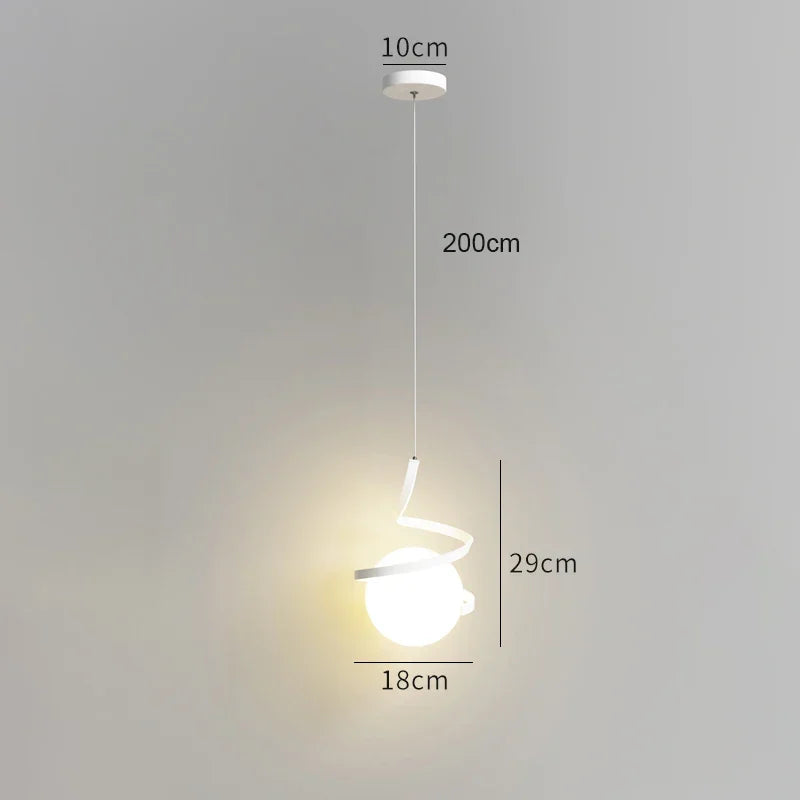 Nordic Glass LED Pendant Light – 3-Color Temperature, Single Pendant Light for Dining Room, Bedroom and Living Room Decoration (5-10 m² Coverage)