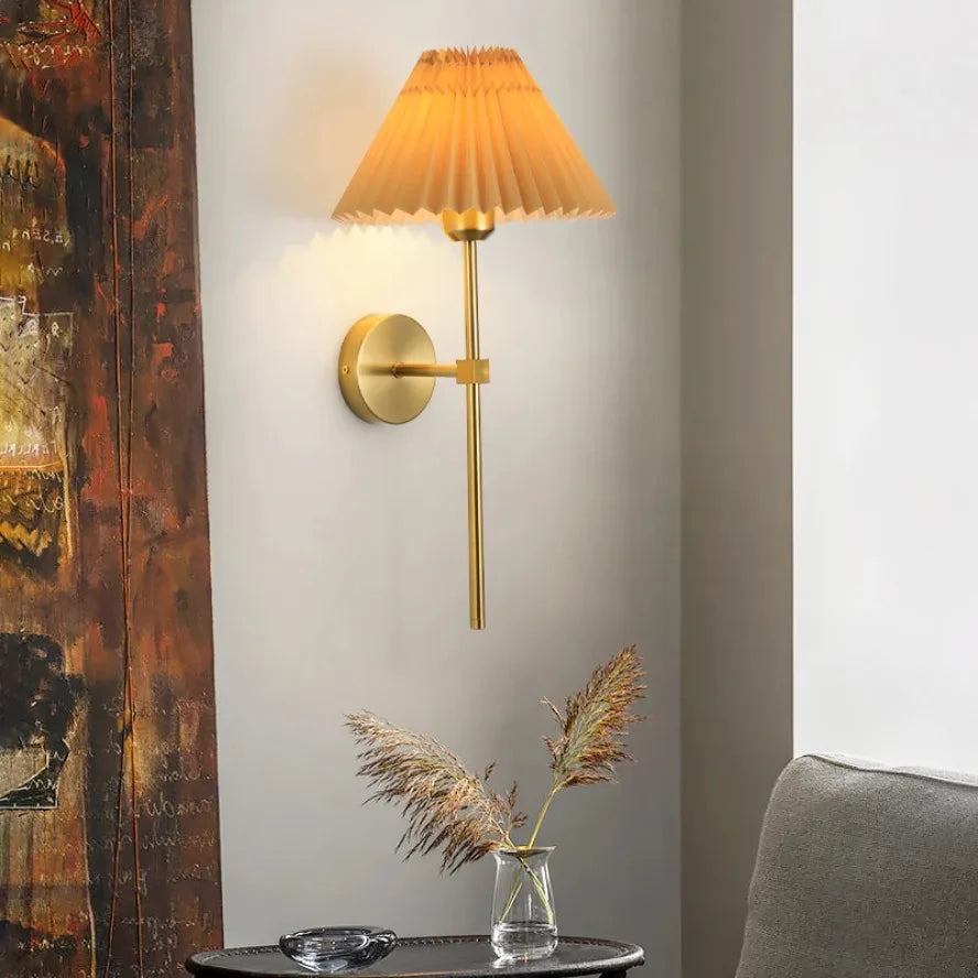 Nordic LED Wall Lamp – Modern retro design for living room, bedroom and office, E27 socket, fabric shade, wall mounting