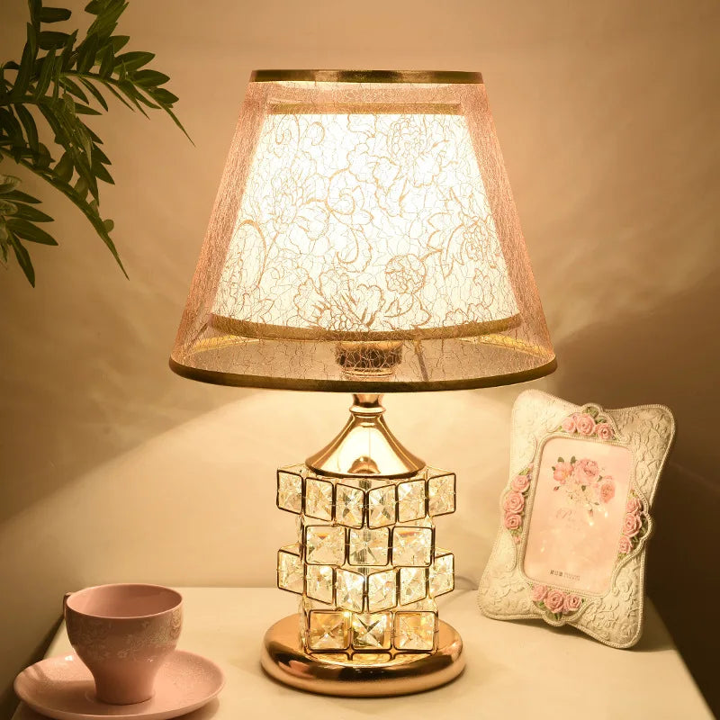 Modern Crystal Table Lamp – European style luxury lamp for wedding gift ideas, cute bedroom and home decor