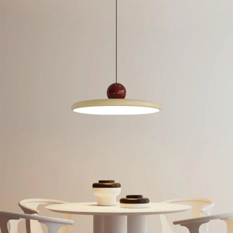 Nordic Cream Fly Plate Pendant Lamp – Modern LED Light for living room, bedroom, and restaurant, 20/30cm