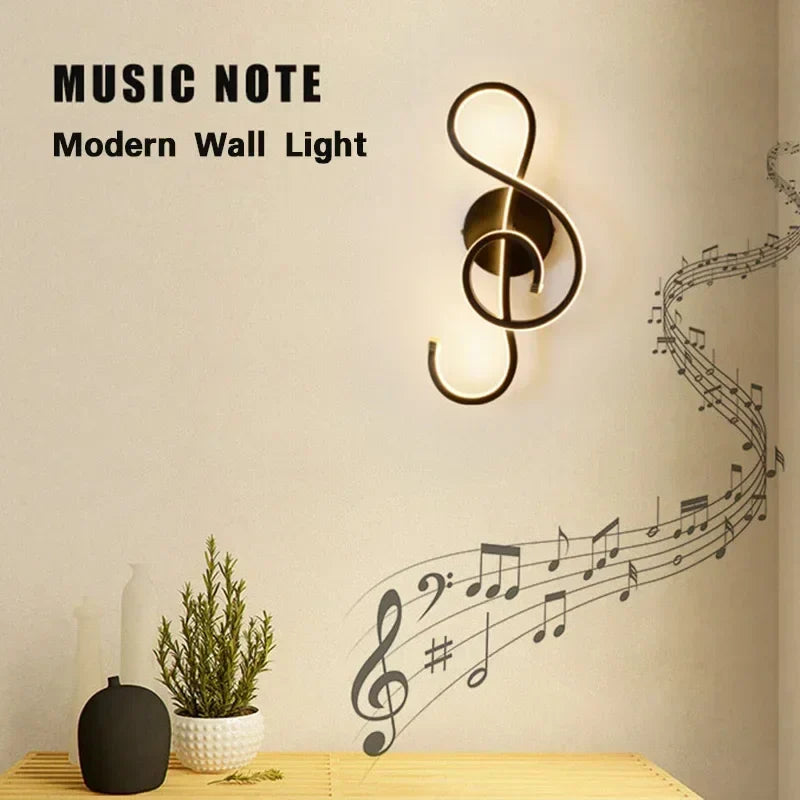 Modern LED Wall Lamp - Music Note Wall Lamp for Bedroom, Living Room and Office, On/Off Touch, Up and Down Light Direction, Indoor Decoration