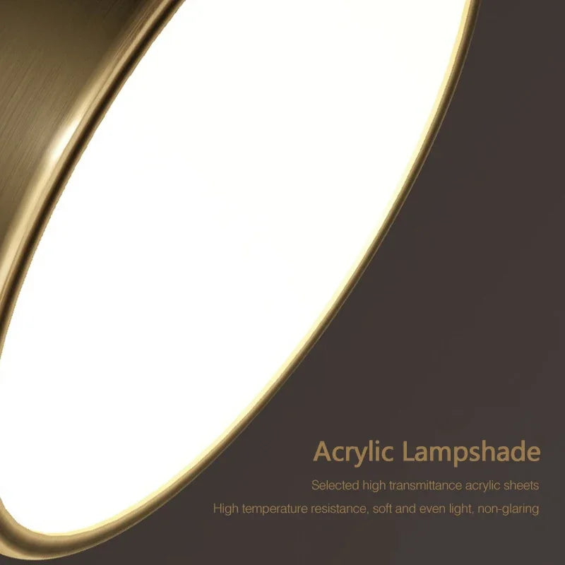 Modern LED ceiling lamp - Rotating copper lamp for living room, bedroom, hallway, and restaurant, soft lighting for home decoration