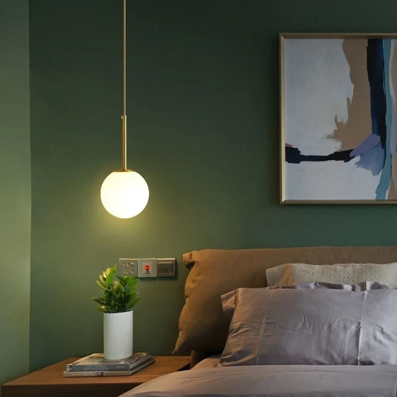 Modern Glass Ball Pendant Lamp – Decorative Nordic Lamp for Dining Room, Bedroom, and Bar