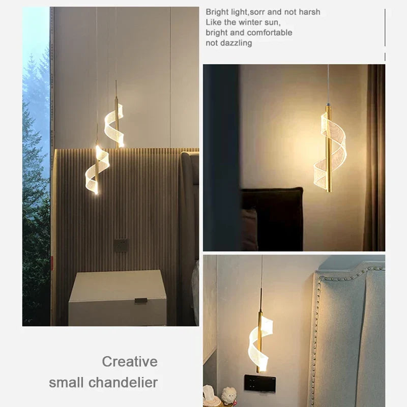 Nordic LED Pendant Lamp – Modern Pendant Lamp for Living Room, Bedroom, Dining Table and Hallway – Golden Acrylic Lamp Shades, Interior Decoration