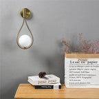 Modern metal wire and glass ball wall lamp - Scandinavian wall lighting for living room, bedroom, hallway, foyer and stairs - AC powered, LED bulb included