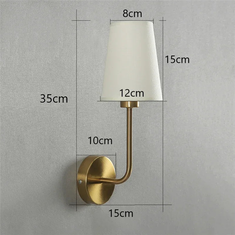 Nordic Minimalist Wall Lamp – Modern linen lampshade with elbow design for living room, bedroom, and staircase