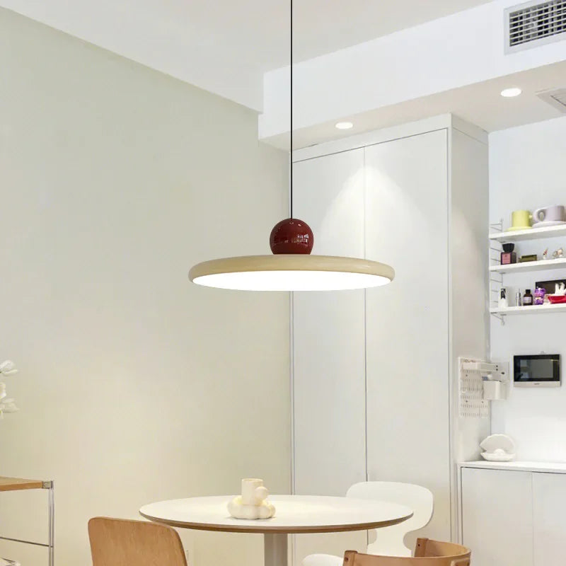 Nordic Cream Fly Plate Pendant Lamp – Modern LED Light for living room, bedroom, and restaurant, 20/30cm
