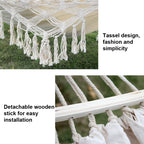200x150cm Double Outdoor Camping Tassel Canvas Hammock with Rod (Pink Stripes)
