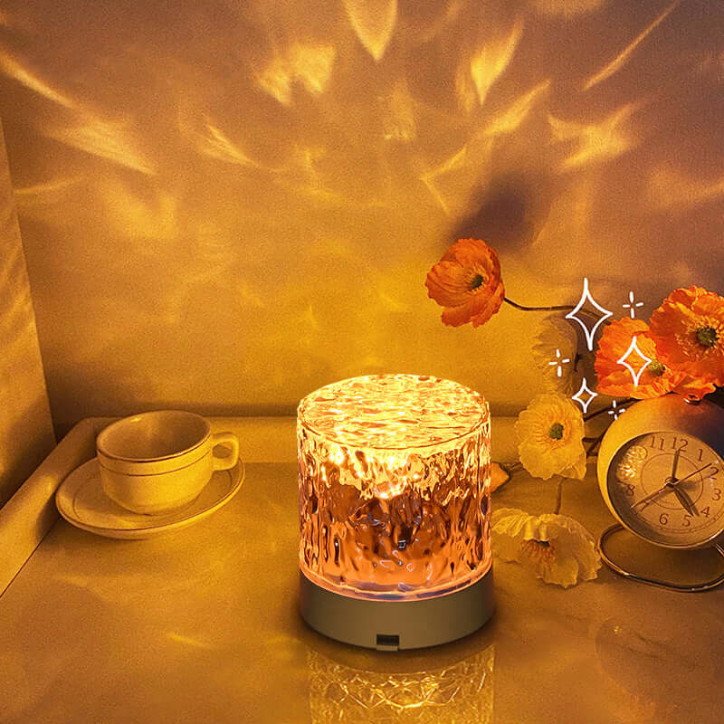 Crystal lamp water wave projector night light decoration home bedroom aesthetic atmosphere holiday gift sunset lights home decoration