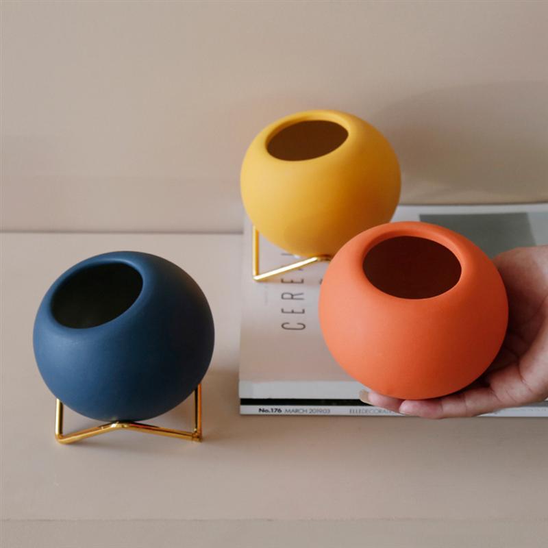Abstract Colors Ceramic Flower Pots with Stand