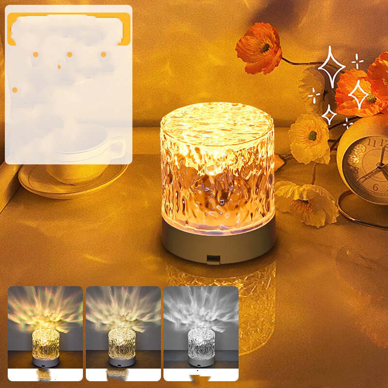 Crystal lamp water wave projector night light decoration home bedroom aesthetic atmosphere holiday gift sunset lights home decoration