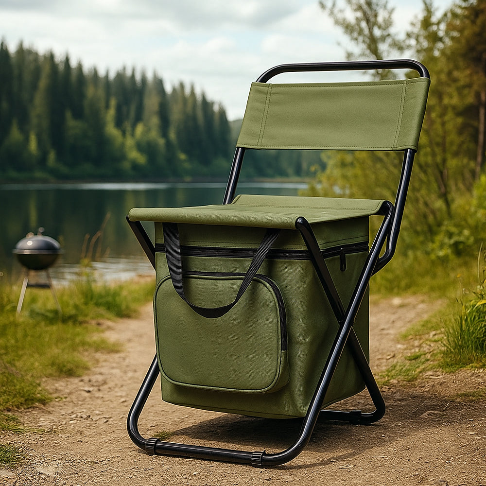 Chillpack Outdoor Chair – Foldable Camping Chair with Backrest and Integrated Cooler Bag