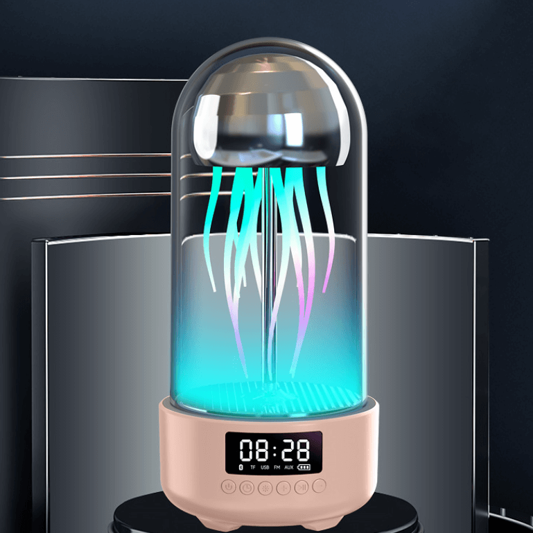 Creative 3in1 Colorful Jellyfish Lamp with Clock Luminous Portable Stereo Breathing Light Smart Decoration Bluetooth Speaker