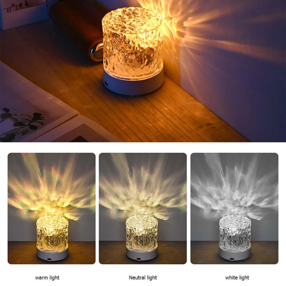 Crystal lamp water wave projector night light decoration home bedroom aesthetic atmosphere holiday gift sunset lights home decoration