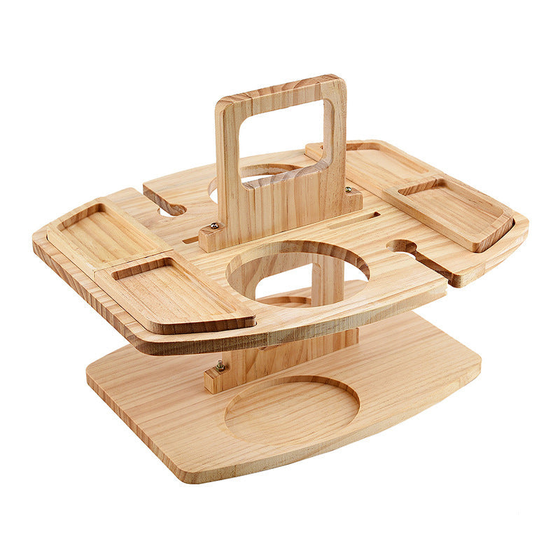 Compact picnic table with wooden bottle holder