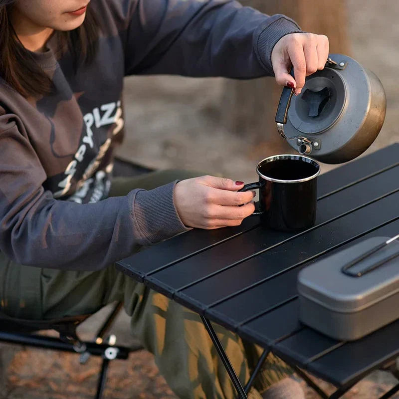Camping Folding Aluminum Outdoor Table Black