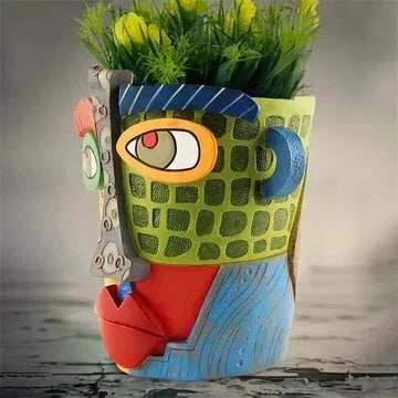 Handmade Picasso Brutalist Abstract Beauty Face Flower Pot