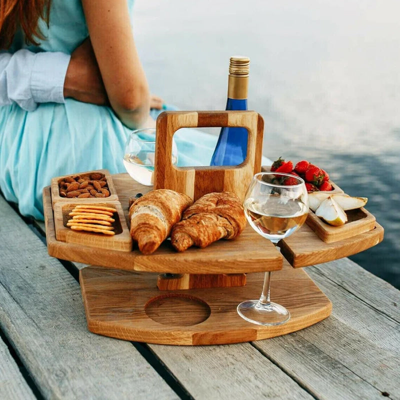 Portable Wooden Picnic Table with Spacious Serving Area 36x31x26cm